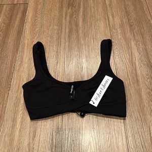 FOR LOVE AND LEMONS BLACK RIBBED SPORTS BRA